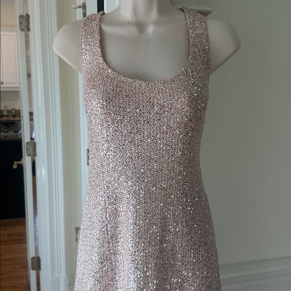 St. John NWT Blush Sequin Sleeveless Dress w/Jacket sz 8